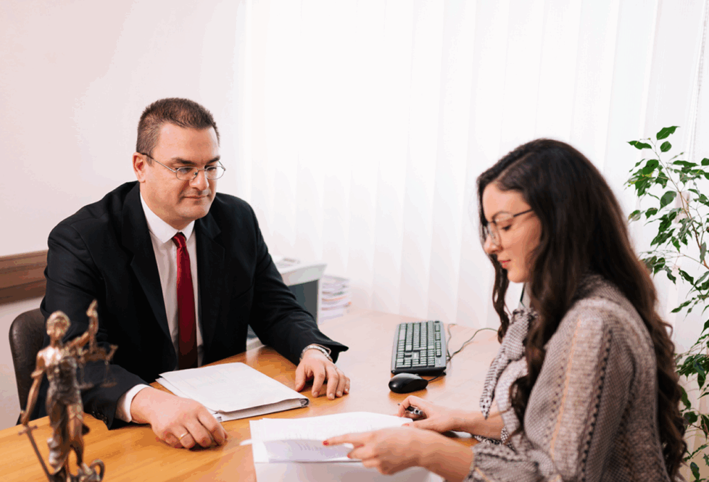 lawyer with client