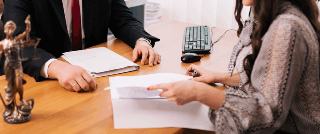 lawyer with client