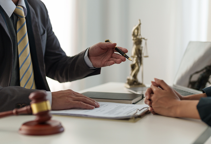 lawyer with client